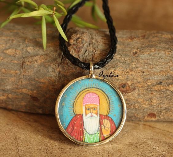Waheguru Ji Hand painted handmade Pendant Cord necklace 