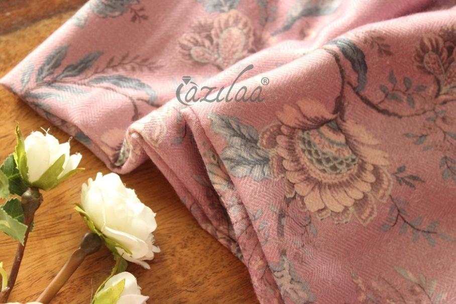 Warm  lavender floral Pashmina winter stole 