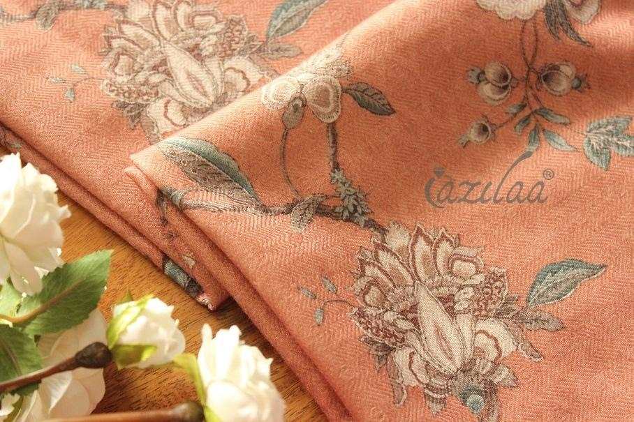 Warm pastel salmon floral Pashmina winter stole 