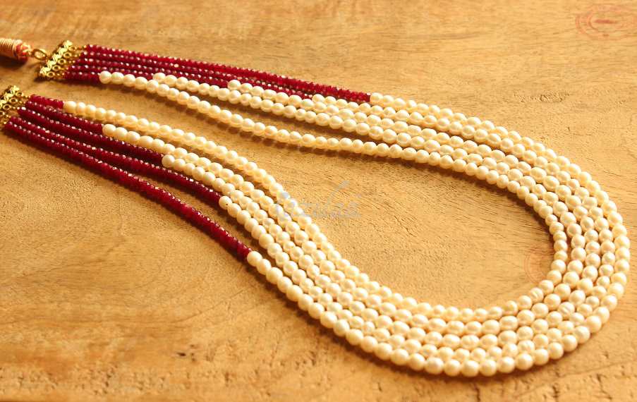 Wedding groom pearl necklace,layered pearl necklace