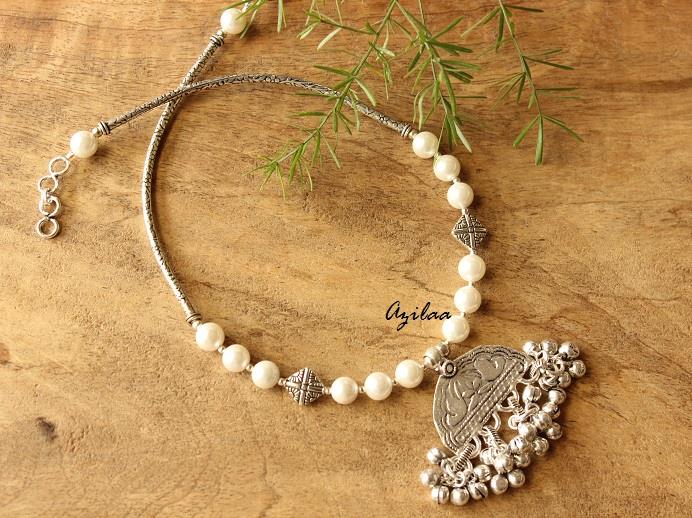 White Pearl handmade Pendant necklace earring