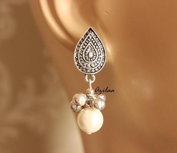 White Pearl handmade Pendant necklace earring