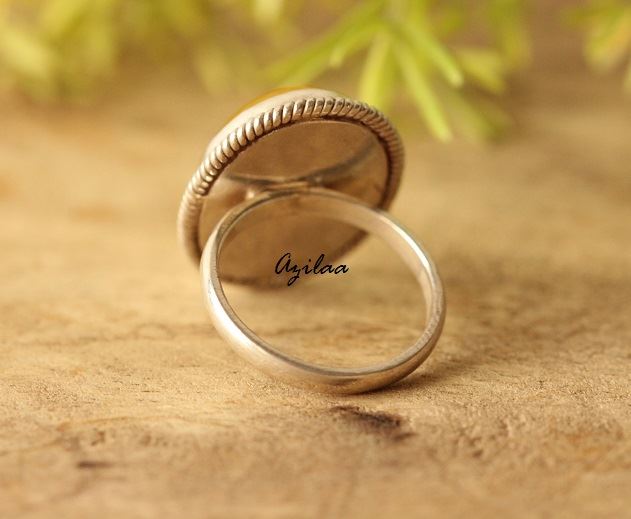 Yellow Artisan sterling silver gemstone handmade ring