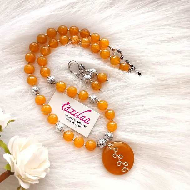 Yellow Candy gemstone beaded necklace set