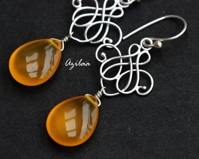 Yellow Chalcedony Sterling Silver Gemstone chandelier Earrings