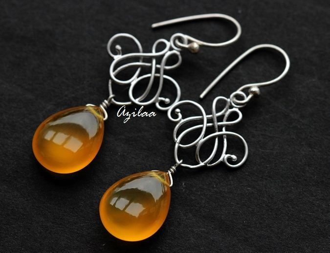 Yellow Chalcedony Sterling Silver Gemstone chandelier Earrings