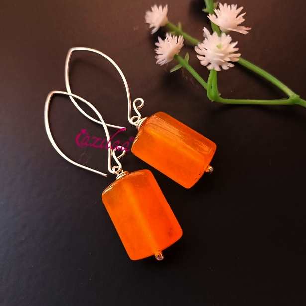 Yellow Gemstone drop gemstone silver earrings