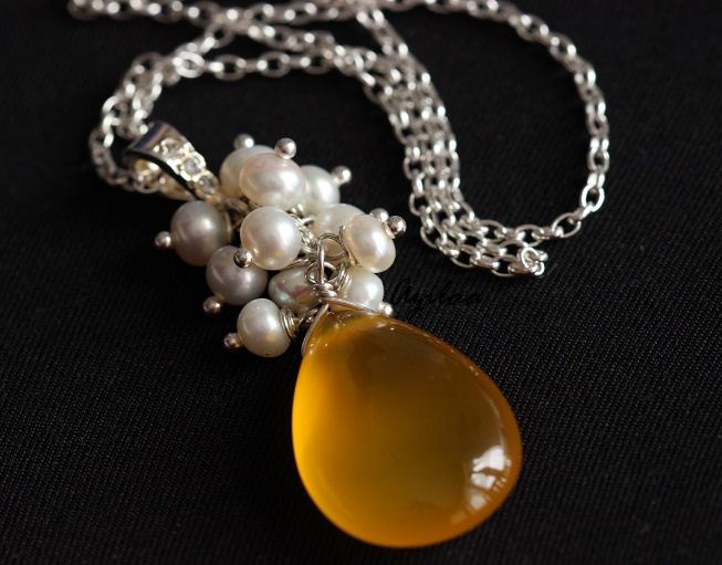 Yellow chalcedony sterling silver Gemstone Pendant