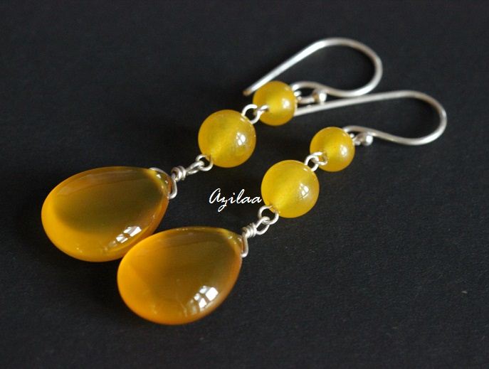 Yummy Candy Yellow chalcedony sterling silver handmade beaded necklaces set