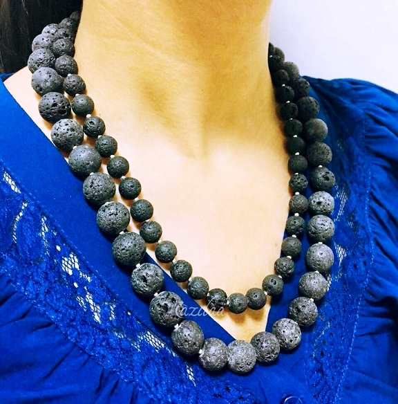 lava beaded layered necklace earrings set