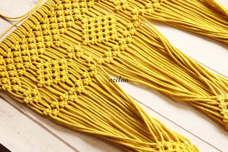 Yellow ECO friendly boho cotton macrame handmade plant hanger 1pc