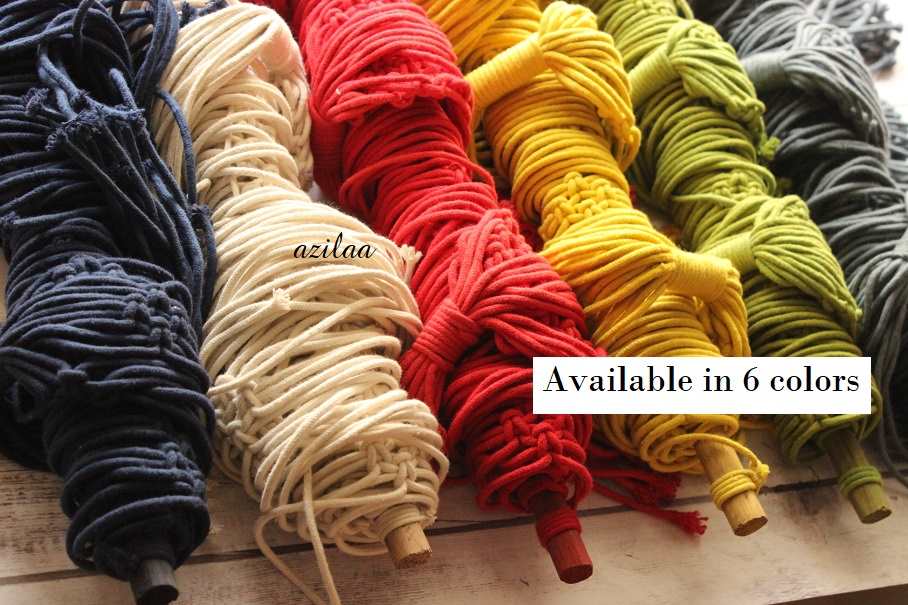 Yellow ECO friendly boho cotton macrame handmade plant hanger 1pc